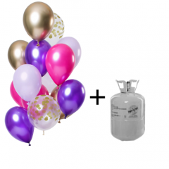 Helium Tank met Purple Posh Ballonnen - 12stk