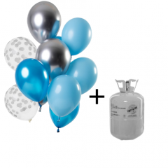 Helium Tank met Aquamarine Ballonnen - 12stk