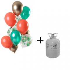 Helium Tank met Tropical Gem Ballonnen - 12stk