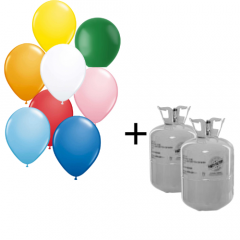 2x Helium Tank met Gekleurde Ballonnen - 100stk