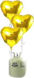 Helium Tank met Gouden Hartjes Folie Ballonnen - 20 stk