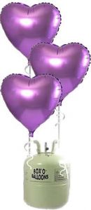 Helium Tank met Lila Hartjes Folie Ballonnen - 20 stk