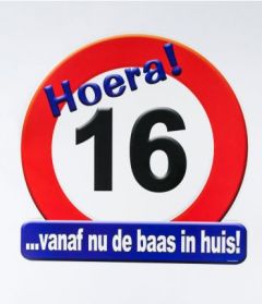 Huldeschild Verkeersbord - Kroonleeftijden 16 t/m 100 Jaar