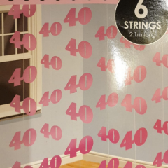 Hangdecoratiestrings Fuchsia - 40 jaar