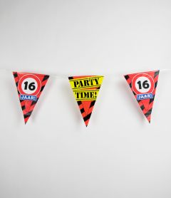 Party Vlaggenlijn Verkeersbord Kroonleeftijden - 16 t/m 80 Jaar