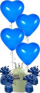 Helium Tank met Blauwe Hartjes Ballonnen en Gewichtjes - 20 stk