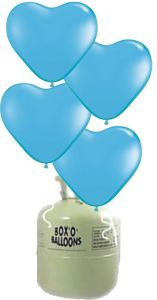 Helium Tank met Lichtblauwe Hartjes Ballonnen - 20 stk