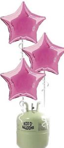Helium Tank met Roze Ster Folie Ballonnen - 20 stk