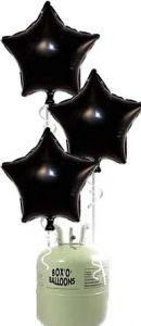 Helium Tank met Zwarte Ster Folie Ballonnen - 20 stk