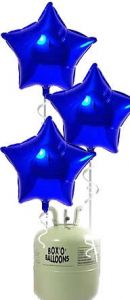 Helium Tank met Blauwe Ster Folie Ballonnen - 20 stk