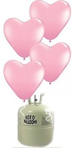 Helium Tank met Roze Hartjes Ballonnen - 20 stk