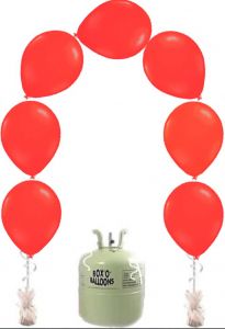 Helium Tank met Rode Knoopballonnen - 25 stk