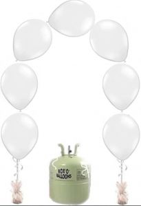 Helium Tank met Witte Knoopballonnen - 25 stk