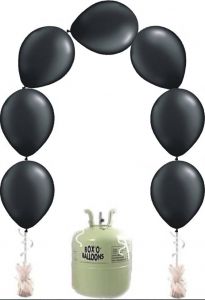 Helium Tank met Zwarte Knoopballonnen - 25 stk