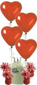 Helium Tank met Rode Hartjes Ballonnen en Gewichtjes - 20 stk