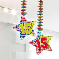 Spiraalversiering Birthday Blocks 15 jaar - 2 stuks