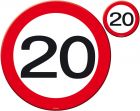 20 Jaar Verkeersbord Placemat en Onderzetter Set - 4x