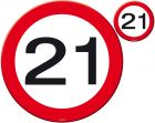 21 Jaar Verkeersbord Placemat en Onderzetter Set - 4x