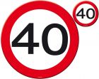 40 Jaar Verkeersbord Placemat en Onderzetter Set - 4x