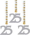 25 Jaar Zilveren Hangdecoratie - 3 stuks