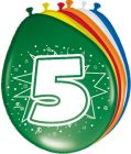 5 Jaar Ballonnen Meerkleurig - 8 stuks