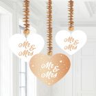 Bruiloft Rosé Goud Hangdecoratie - 3 stuks