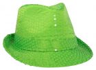 Groene Neon Trilby Hoed met Glitters