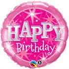 Roze Verjaardagsballon Happy Birthday 46cm