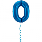 Folieballon Cijfer 0 Blauw - 86cm