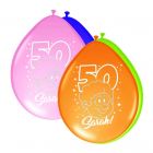 50 Jaar Sarah Regenboog Ballonnen 30cm - 8 stuks