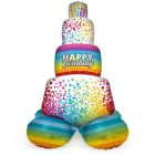 Folieballon Taart Rainbow op Standaard - 72cm