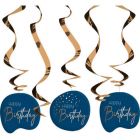 Hangdecoratie Happy Birthday Elegant True Blue - 5stk