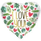 Folieballon I Love You Blaadjes - 45cm