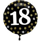 Glossy Black Folieballon 18 Jaar - 45cm