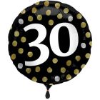 Glossy Black Folieballon 30 Jaar - 45cm