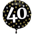 Glossy Black Folieballon 40 Jaar - 45cm