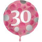 Glossy Pink Folieballon 30 Jaar - 45cm