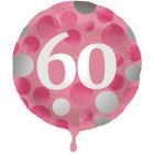 Glossy Pink Folieballon 60 Jaar - 45cm
