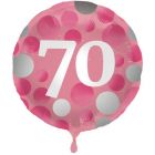 Glossy Pink Folieballon 70 Jaar - 45cm