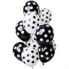 Ballonnen set stippen mix zwart/wit - 12stk