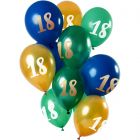 Ballonnen Mix Groen/Goud 18 t/m 50 Jaar - 12stk