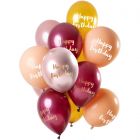 Ballonnen Happy Birthday Mix Roze/Goud - 12stk