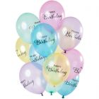 Ballonnen set Happy Birthday Pastel Transparant - 12stk