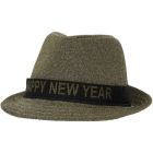 Trilby Hoed Happy New Year - Goud