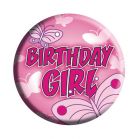 Roze verjaardag button Birthday Girl