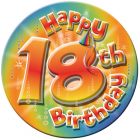 18 jaar verjaardag button groot - 16cm