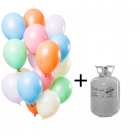 Ballonnen set Pastel Mix 15stk + Helium tank