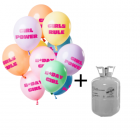Helium Tank met Birthday Girl Pastel Ballonnen - 12stk