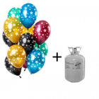 Helium Tank met Metallic Sterren Mix Ballonnen - 12stk