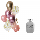 Helium Tank met Golden Blush Ballonnen - 12stk